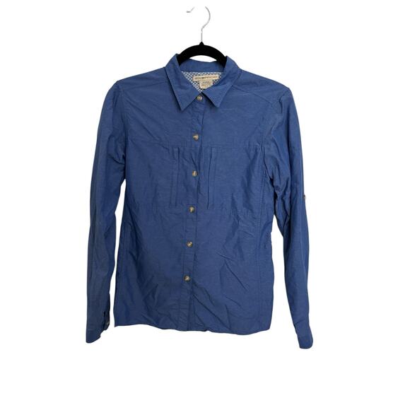 ExOfficio Shirt Womens Small Long Sleeve Lightweight Travel Outdoor Blue - Picture 1 of 3